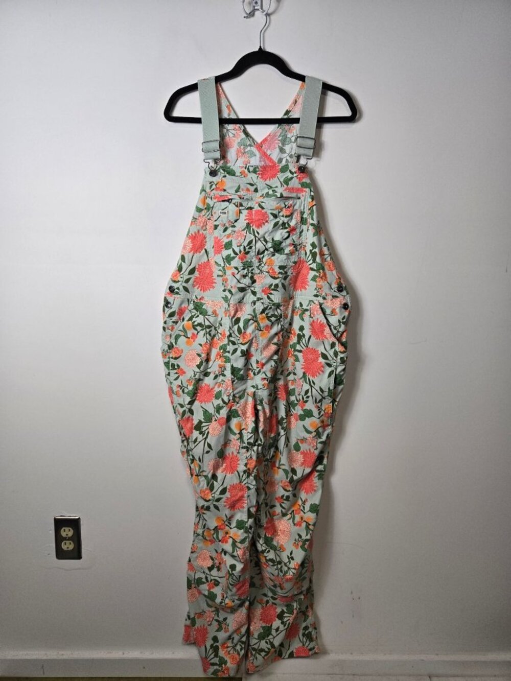 Duluth Trading Co Women's Size 1X  Heirloom Gardening Bib Overalls Summer Dahlia